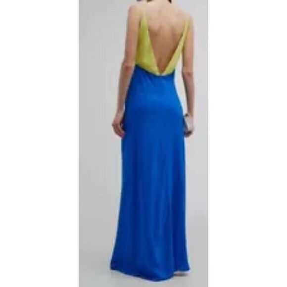 Le Superbe Duality V-Neck Maxi Slip Dress in Vibrant Blue & Yellow NWT Size 0 - Picture 3 of 8